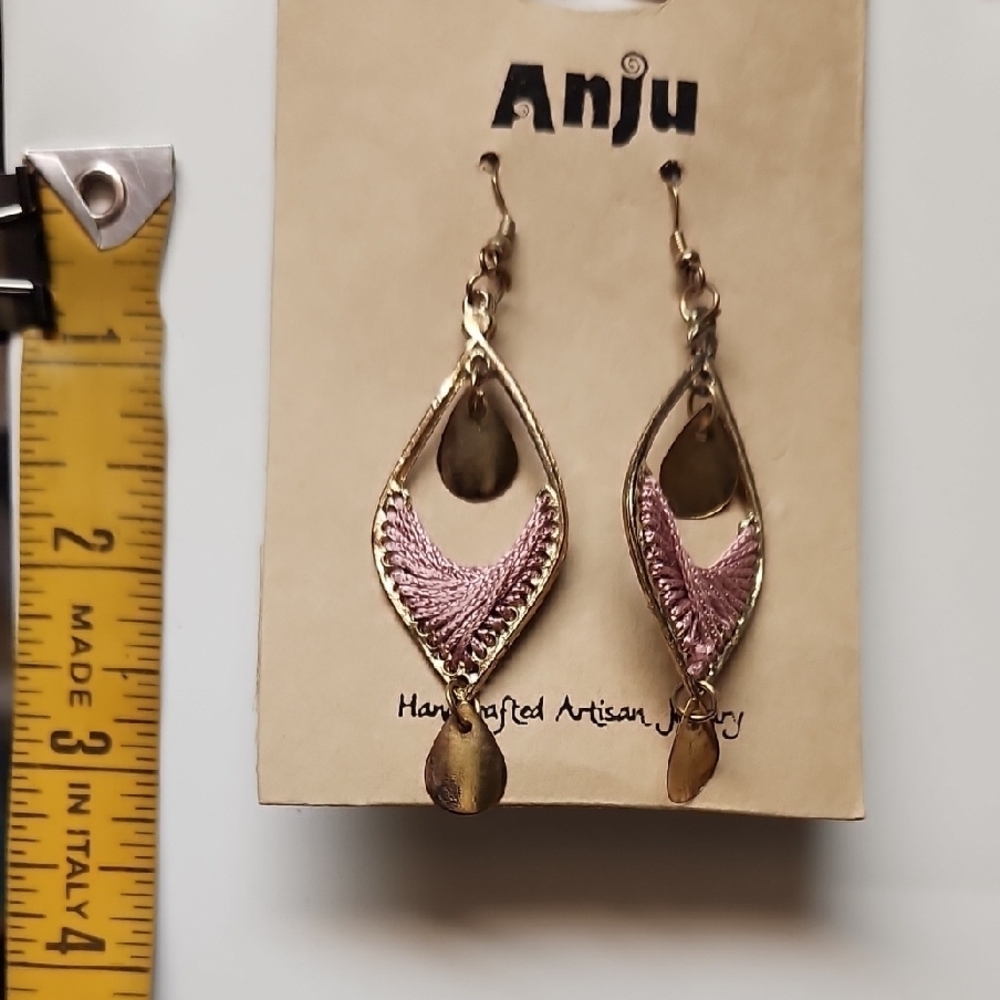 Anju Pink and Gold Artisan Earrings